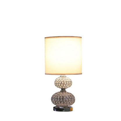 24in Chrome Filigree Cage Table Lamp with ivory fabric shade and bubble-glass base on Tampa Home & Garden Store