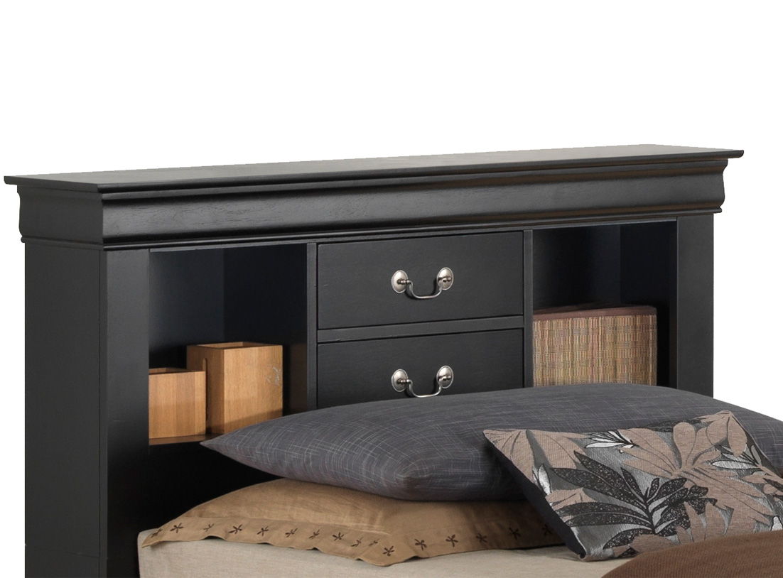 Traditional Style Bookcase Storage Bed in dark with two drawers and shelves HouseOfZazla on Tampa Home & Garden Store
