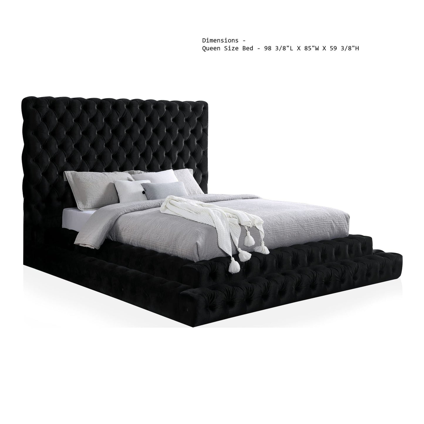 Tufted Oversized Headboard and Upholstered Bed