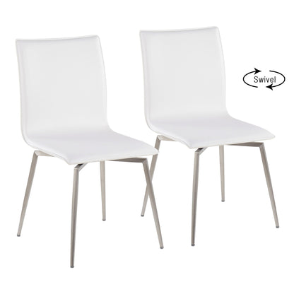 Set of 2 white upholstered chairs with swivel metal bases on Tampa Home & Garden Store