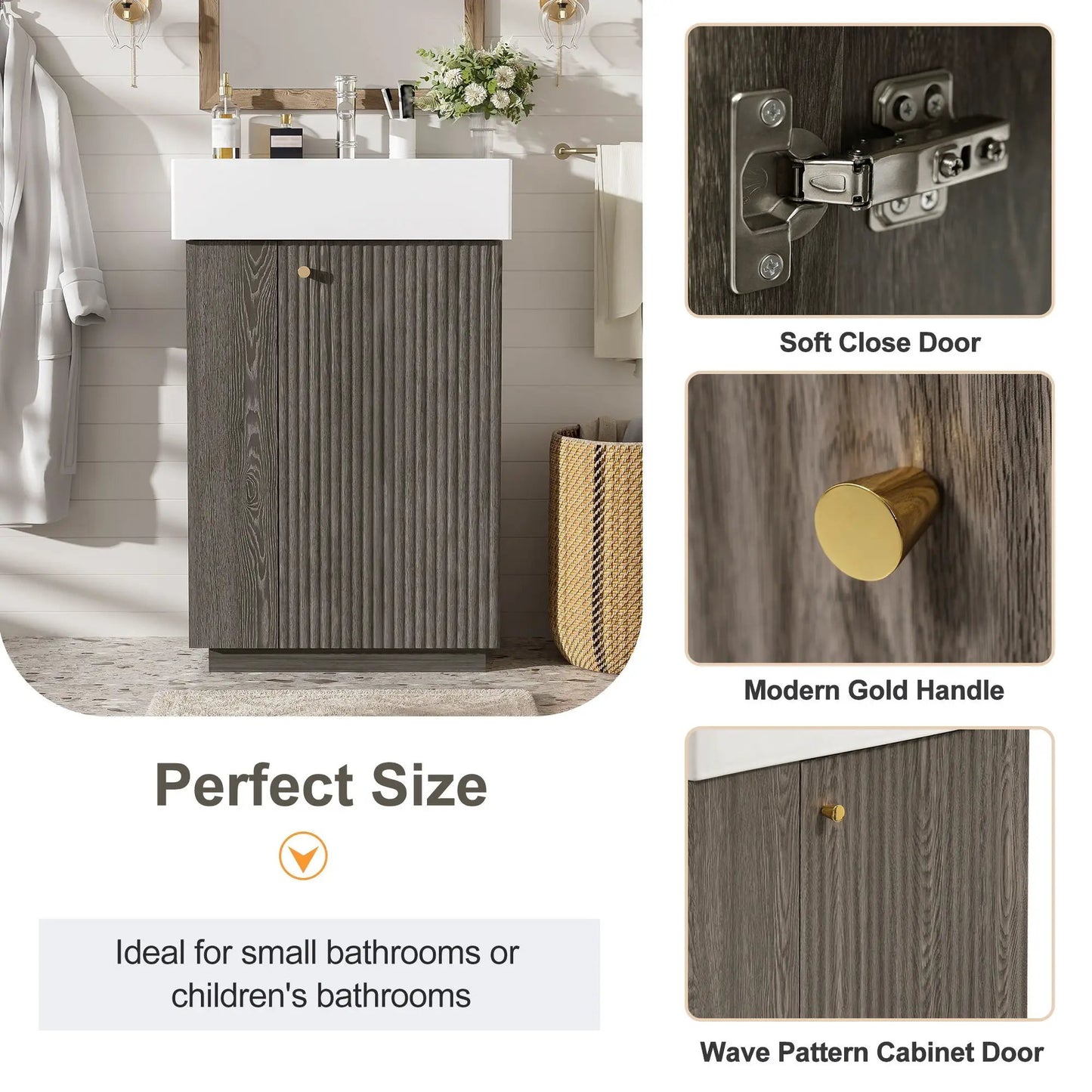 Bathroom Vanity With Sink, Freestanding Cabinet