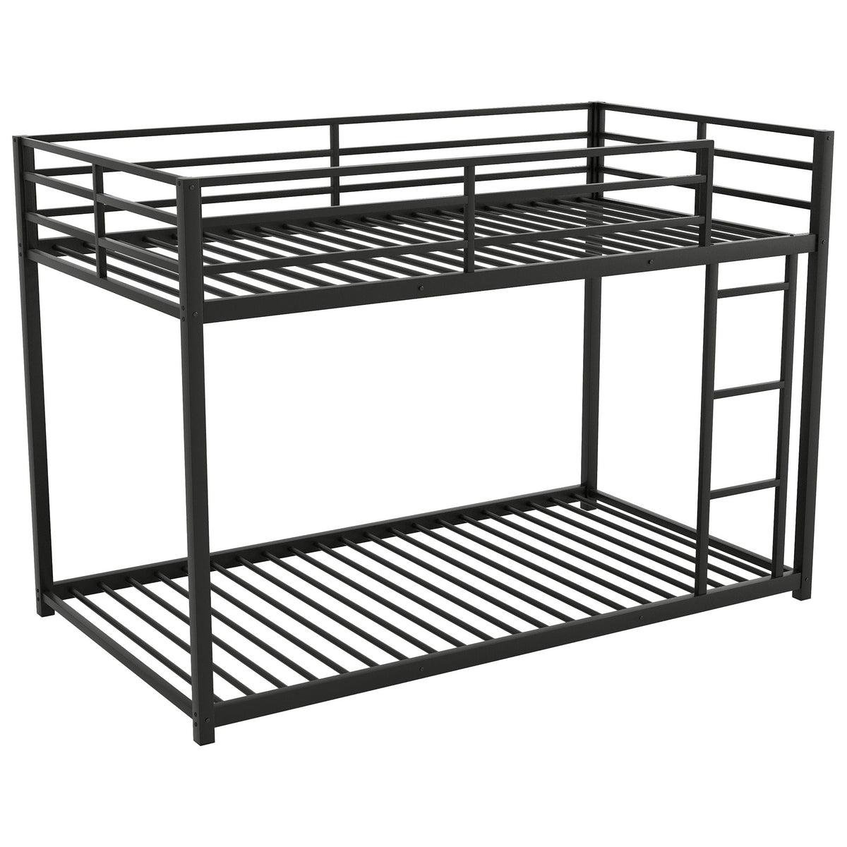 Metal bunk bed frame, low bunk with ladder in black steel, HouseOfZazla bunk beds on Tampa Home & Garden Store