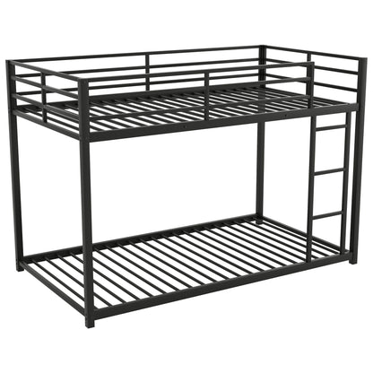 Metal bunk bed frame, low bunk with ladder in black steel, HouseOfZazla bunk beds on Tampa Home & Garden Store