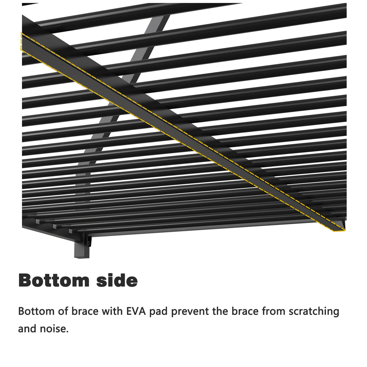 Adam bunk bed frame, in black metal, with slatted base and diagonal brace by HouseOfZazla on Tampa Home & Garden Store