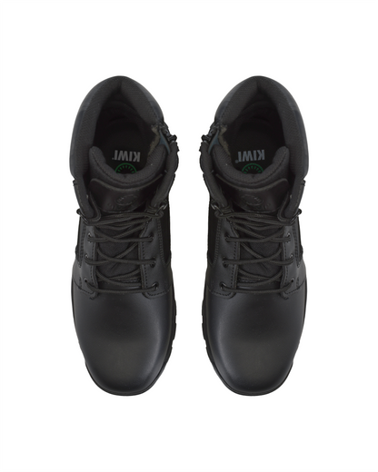 Kiwi Rugged Black Action Leather 7" Zipped Water Resistant Tactical Boots [R62300]