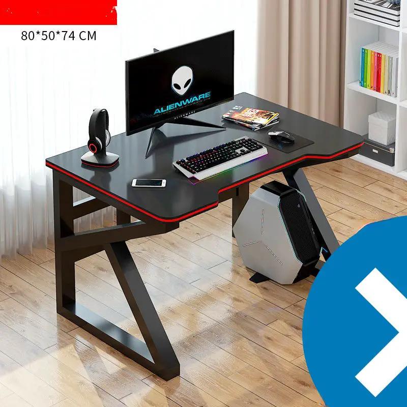 Computer desktop gaming desk with black top red edge, angled metal legs, Alienware monitor on Tampa Home & Garden Store