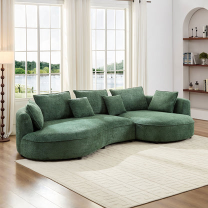 Oversized sectional sofa with chaise in emerald green textured upholstery, L-shaped with cushions on Tampa Home & Garden Store