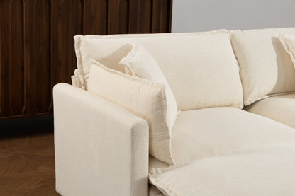 Modern 4-Seater sectional sofa in beige fabric with plush cushions on Tampa Home & Garden Store