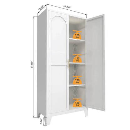 Shapely Doors Cabinet metal storage cabinet with doors and adjustable shelves white finish on Tampa Home & Garden Store