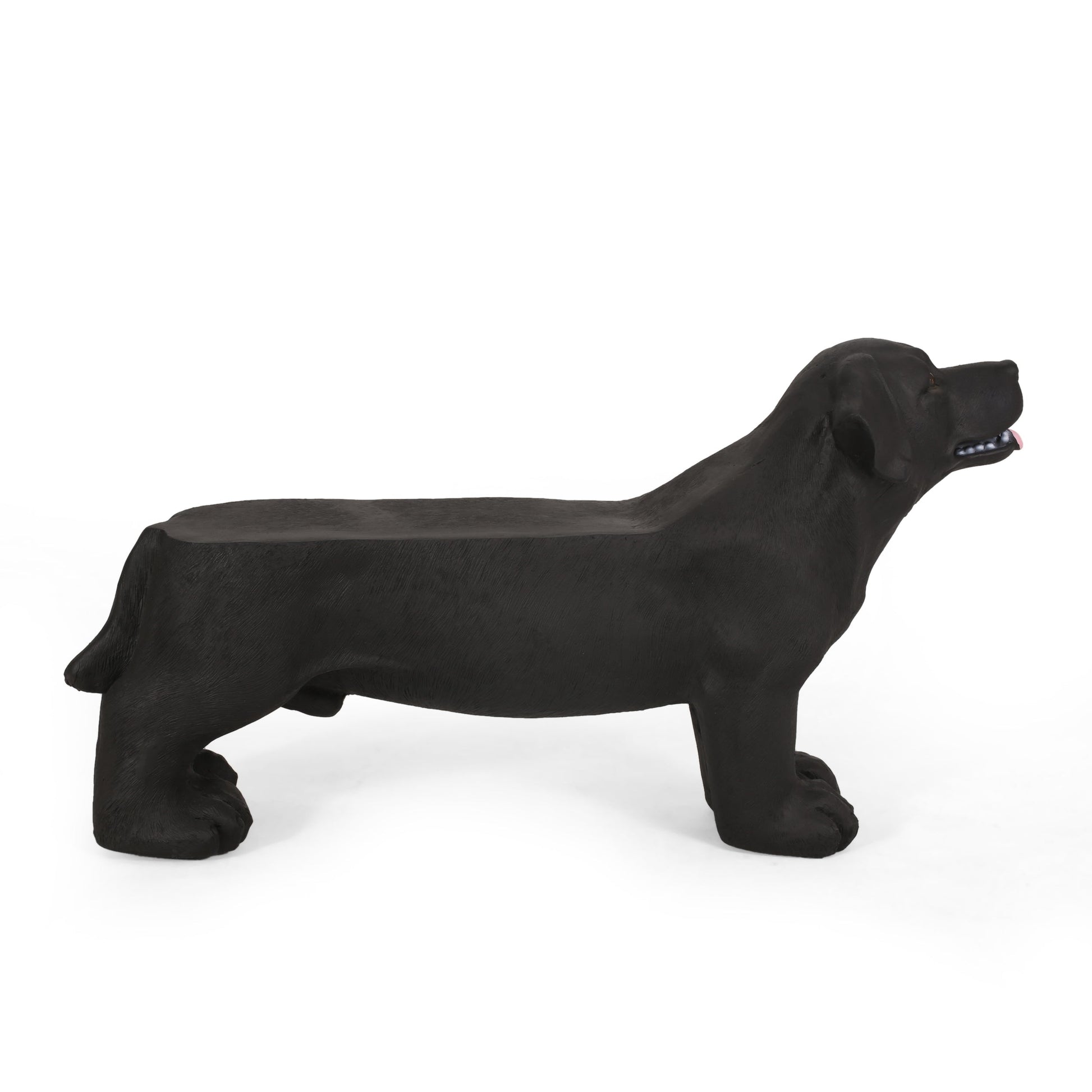 MGO Dog Bench Labrador design outdoor bench in matte black by HouseOfZazla on Tampa Home & Garden Store