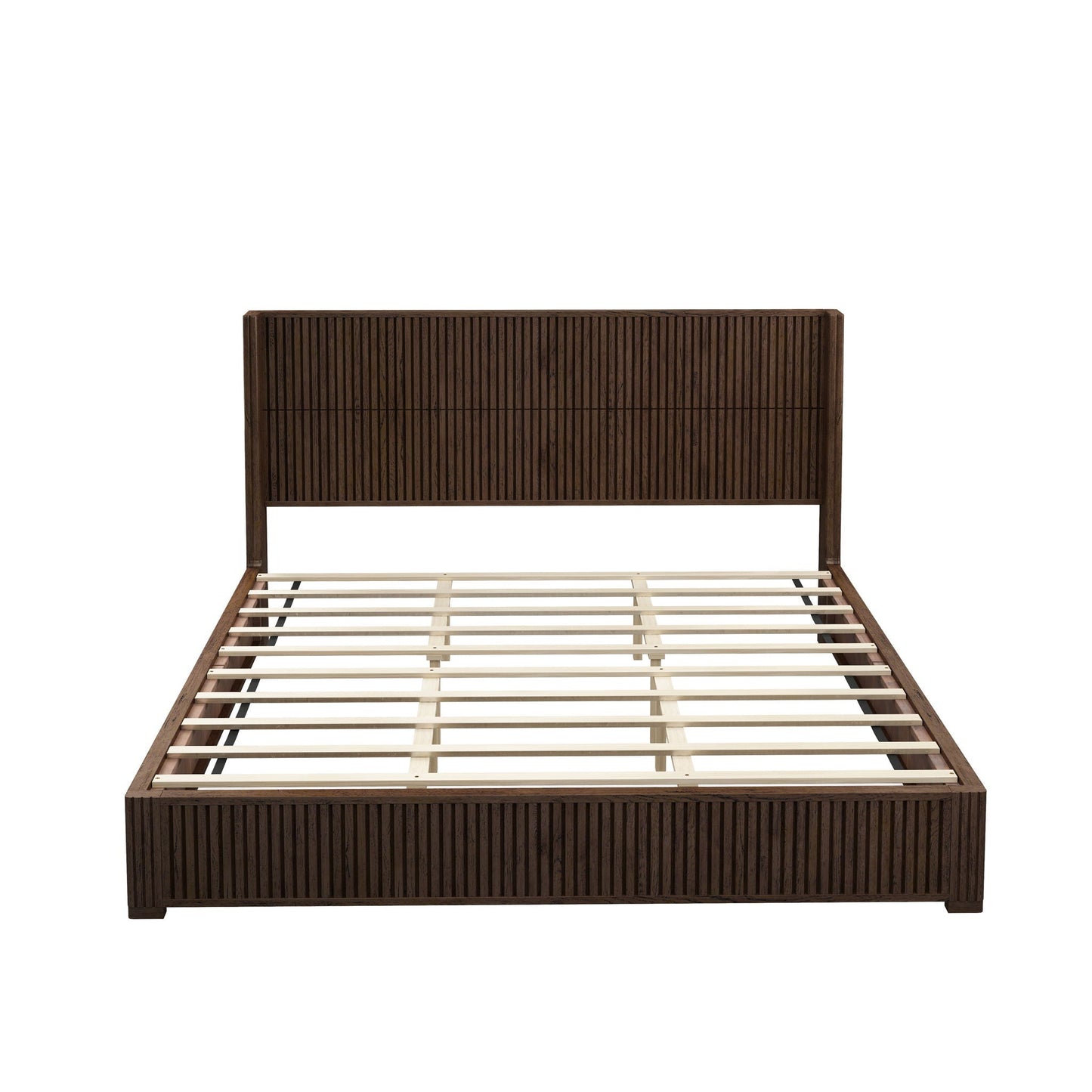 Modern Platform Bed Frame with Tall Headboard