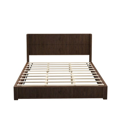 Modern Platform Bed Frame with Tall Headboard
