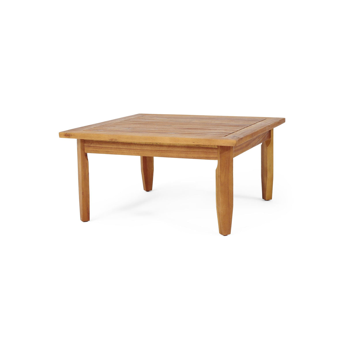 Wooden outdoor dining table with slatted top and sturdy legs on Tampa Home & Garden Store