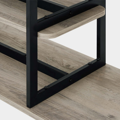 Celine 3 Shelf Console Table with wood veneer top, black metal frame and light gray shelves on Tampa Home & Garden Store