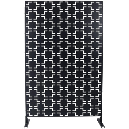 Outdoor & Indoor metal privacy screen room divider black panels with white geometric pattern on Tampa Home & Garden Store