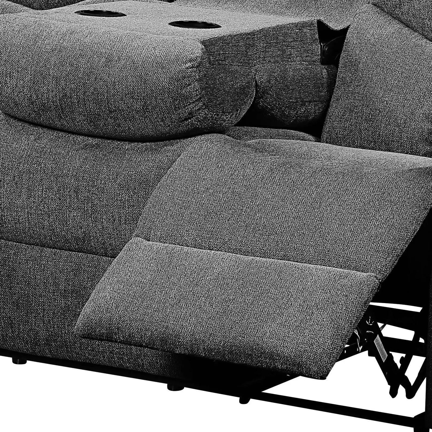 Kalen chenille gray recliner sofa with drop-down table, textured fabric Unique Piece Furniture on Tampa Home & Garden Store
