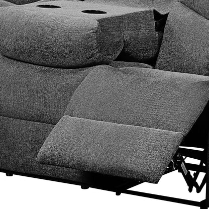 Kalen Chenille Sofa With Drop Down Table gray chenille fabric reclining chaise longue on Tampa Home & Garden Store