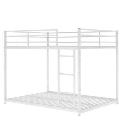Metal bunk bed, low bunk with integrated ladder, white finish by Unique Piece Furniture on Tampa Home & Garden Store