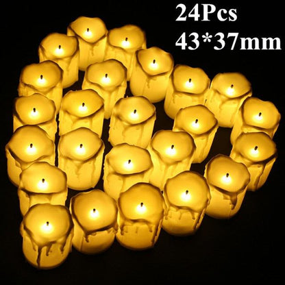 Stevvex 24pc flameless LED candle set warm white, 43×37mm tea lights, decorative cluster on Tampa Home & Garden Store