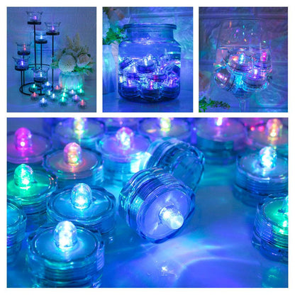 Flameless LED tea lights 24pc set with colorful glow in jar centerpiece Stevvex on Tampa Home & Garden Store