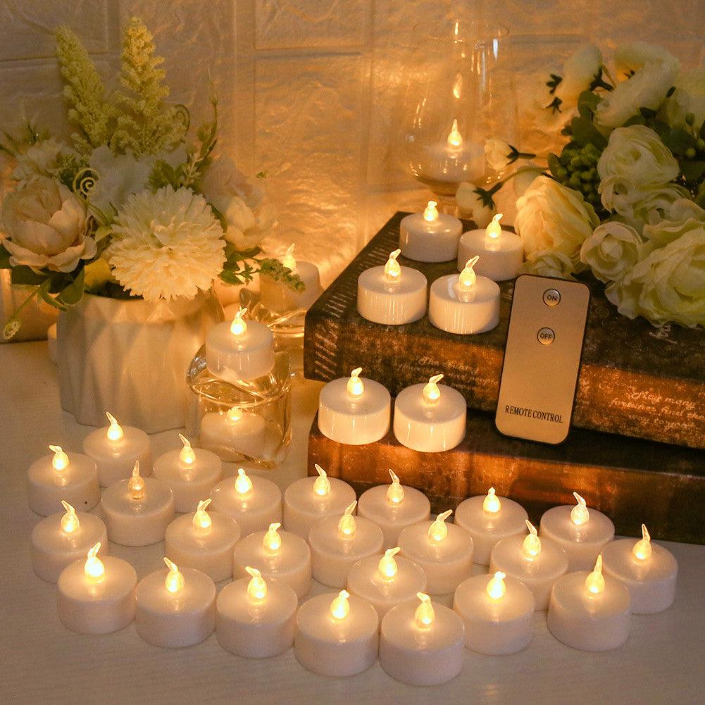 Stevvex flameless LED tea lights, 24-pack white battery-powered candles with warm white glow on Tampa Home & Garden Store