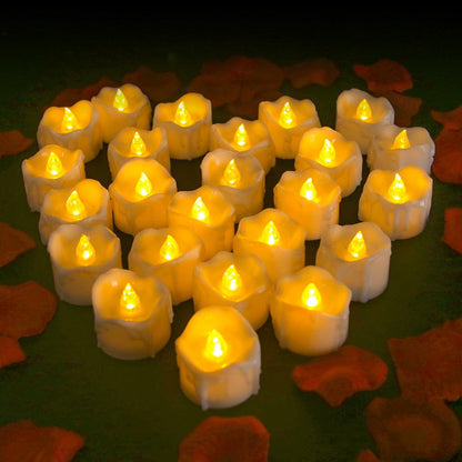 Stevvex flameless LED tea lights 24-pack warm white glow wax cups battery powered decor on Tampa Home & Garden Store