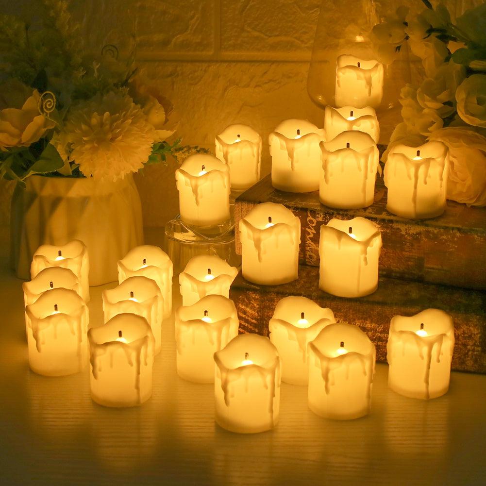Flameless LED candles by Stevvex, warm white tea lights, 24-piece set for wedding decor on Tampa Home & Garden Store