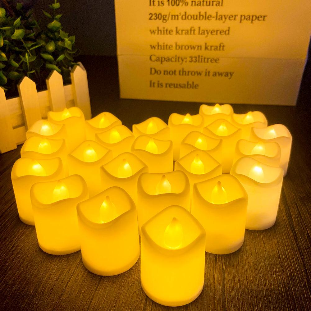 Flameless LED candles Stevvex 24-pack warm white tea lights for wedding decor on Tampa Home & Garden Store