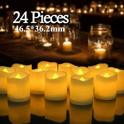 Stevvex flameless LED tea lights warm white, 24 pcs, battery powered, 46.5x36.2mm table decor on Tampa Home & Garden Store