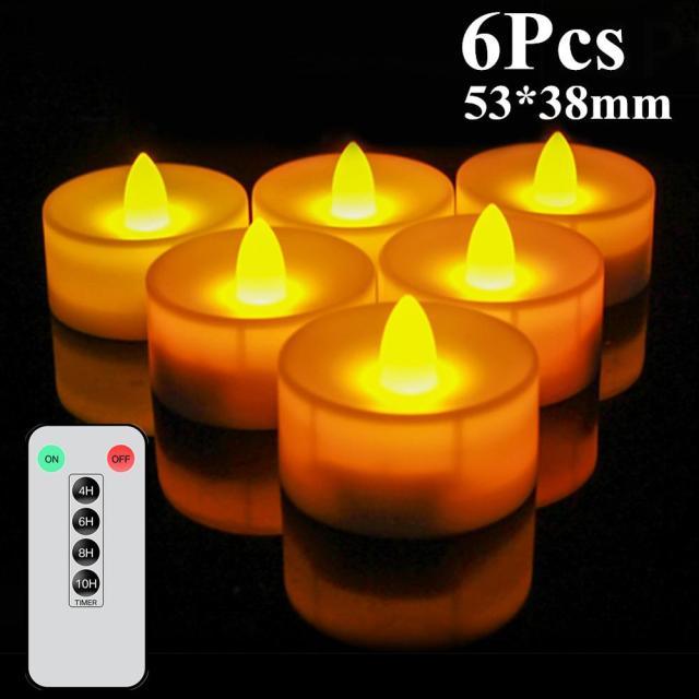 Stevvex flameless LED tea lights, warm amber glow, 6pcs, 53x38mm with remote timer on Tampa Home & Garden Store
