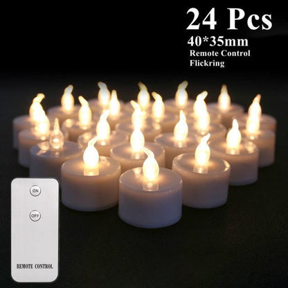 Stevvex flameless LED tea light candles 24 pcs, warm white, 40x35mm with remote control on Tampa Home & Garden Store