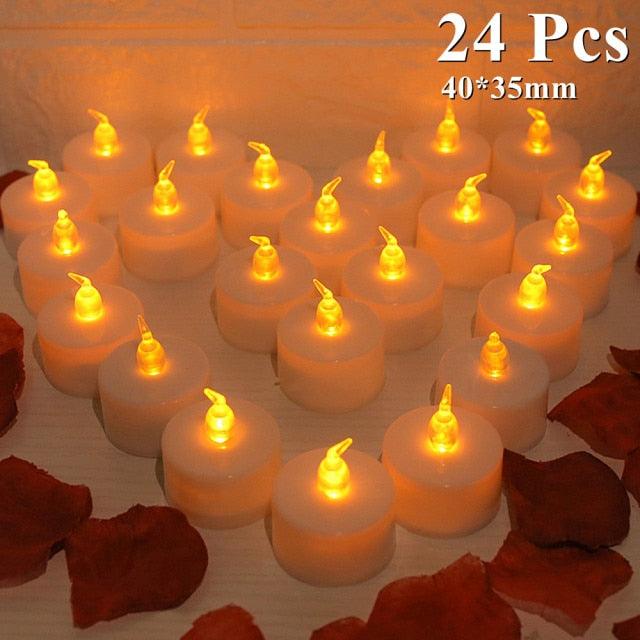 Stevvex flameless LED tea lights 24 pcs, warm white, 40x35mm, battery-operated cup candles on Tampa Home & Garden Store