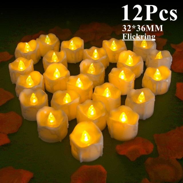 Flameless LED candles 12Pcs warm white flickering tea lights, battery powered, Stevvex on Tampa Home & Garden Store