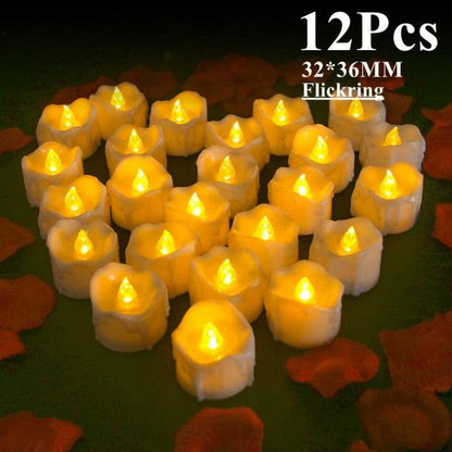 Flameless LED candles 12Pcs warm white flickering tea lights, battery powered, Stevvex on Tampa Home & Garden Store