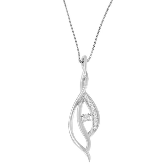 Espira 10K white gold diamond-accented open cascade twist pendant necklace 18in chain on Tampa Home & Garden Store