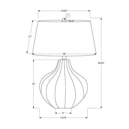 Table lamp ceramic blue base with ribbed vase-style body by Unique Piece Furniture on Tampa Home & Garden Store
