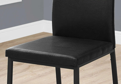 Dining Chair Side Upholstered black leatherette with padded seat and back on a black frame on Tampa Home & Garden Store