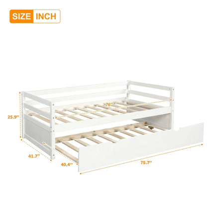 Twin Daybed with Trundle Frame and Solid Pine