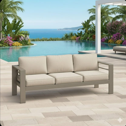 All Weather Patio Sofa and Plush Seat Cushions