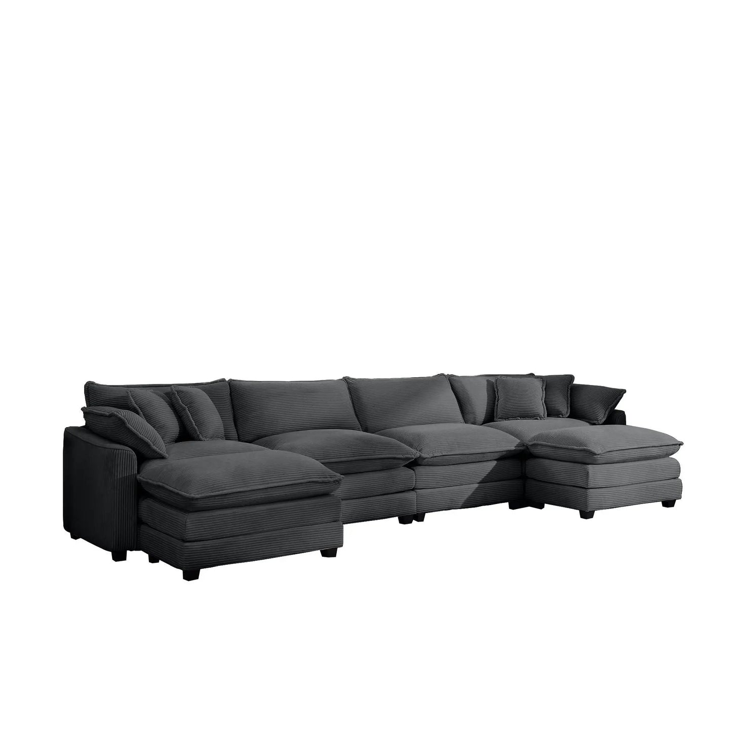 Modern oversized modular cushion sofa with ottoman in gray fabric, 3pc set on Tampa Home & Garden Store