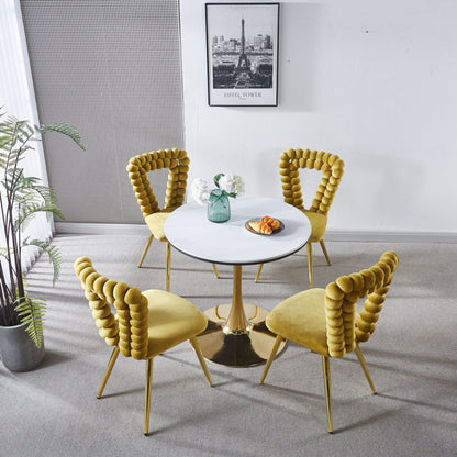 Modern Chair Set with iron tube legs and yellow velvet cushions HouseOfZazla on Tampa Home & Garden Store