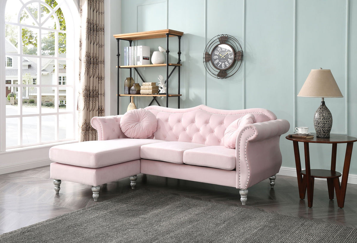 Hollywood Glam Sofa Chaise and Tufted Nailhead
