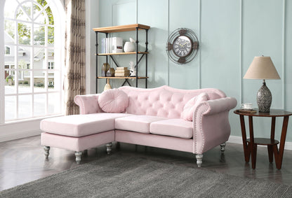 Hollywood Glam Sofa Chaise and Tufted Nailhead
