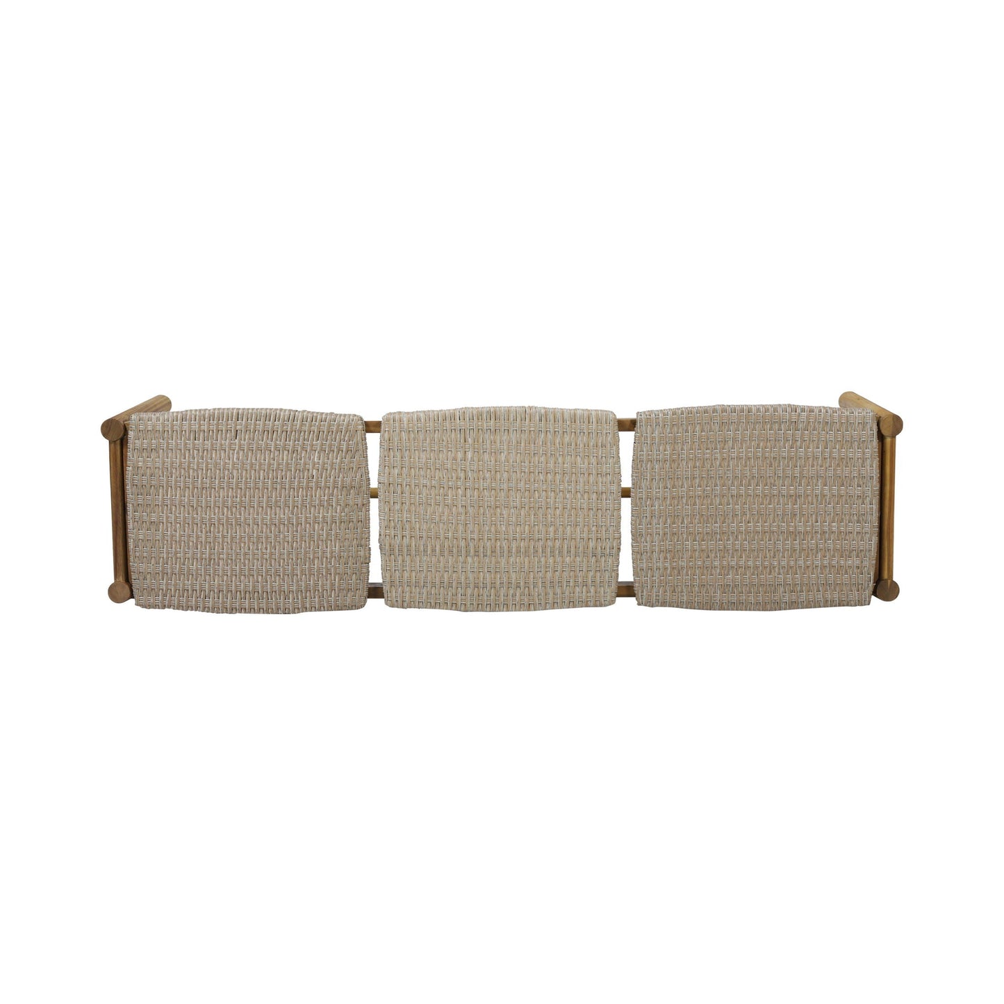 Cambria 3-Seater Teak Bench with natural woven rattan backrests on Tampa Home & Garden Store