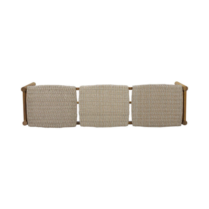 Cambria 3-Seater Teak Bench with natural woven rattan backrests on Tampa Home & Garden Store