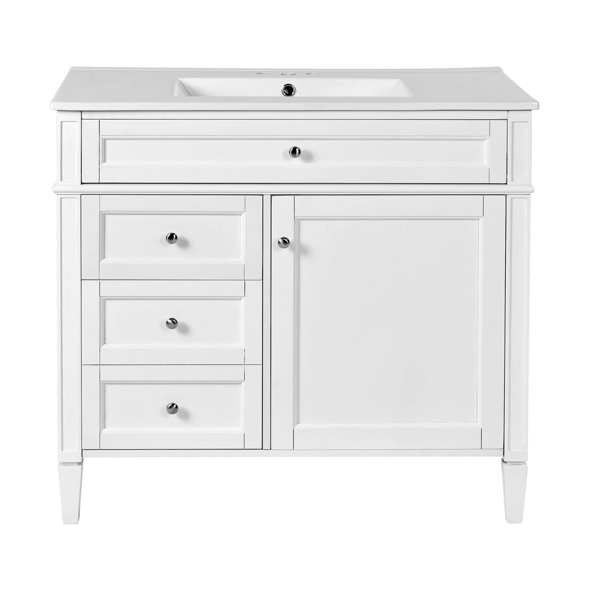 36in white bathroom vanity with ceramic sink, chrome knobs, storage drawers HouseOfZazla on Tampa Home & Garden Store