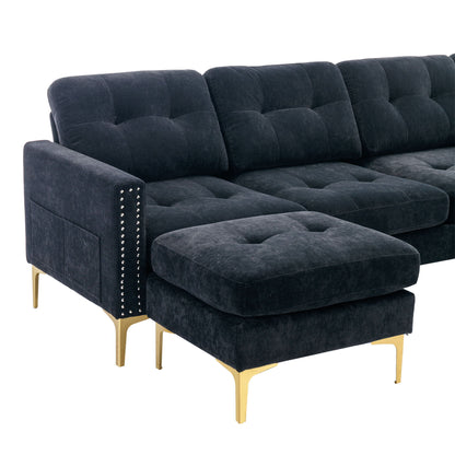 Modern Convertible Sectional Sofa and Ottoman
