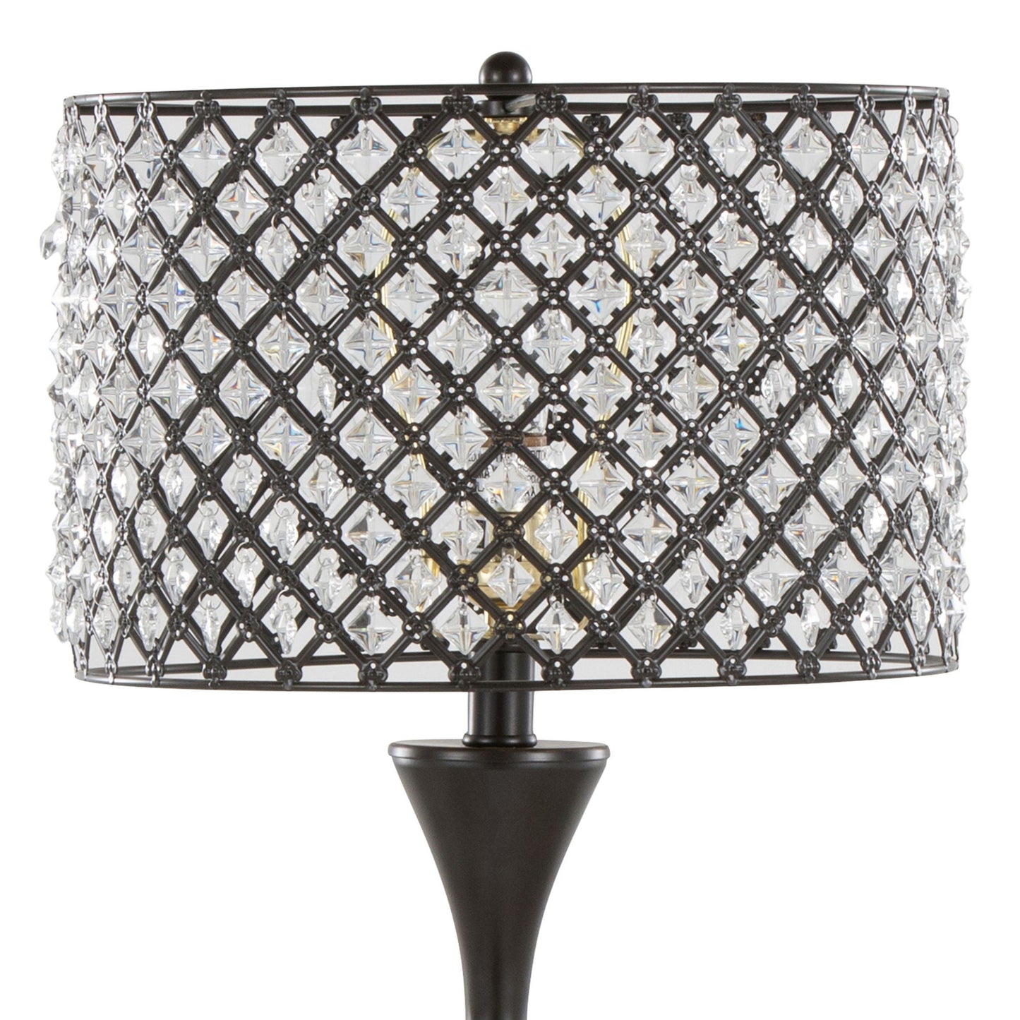 Topaz Contemporary Table Lamp by HouseOfZazla with black metal lattice and crystal prisms on Tampa Home & Garden Store