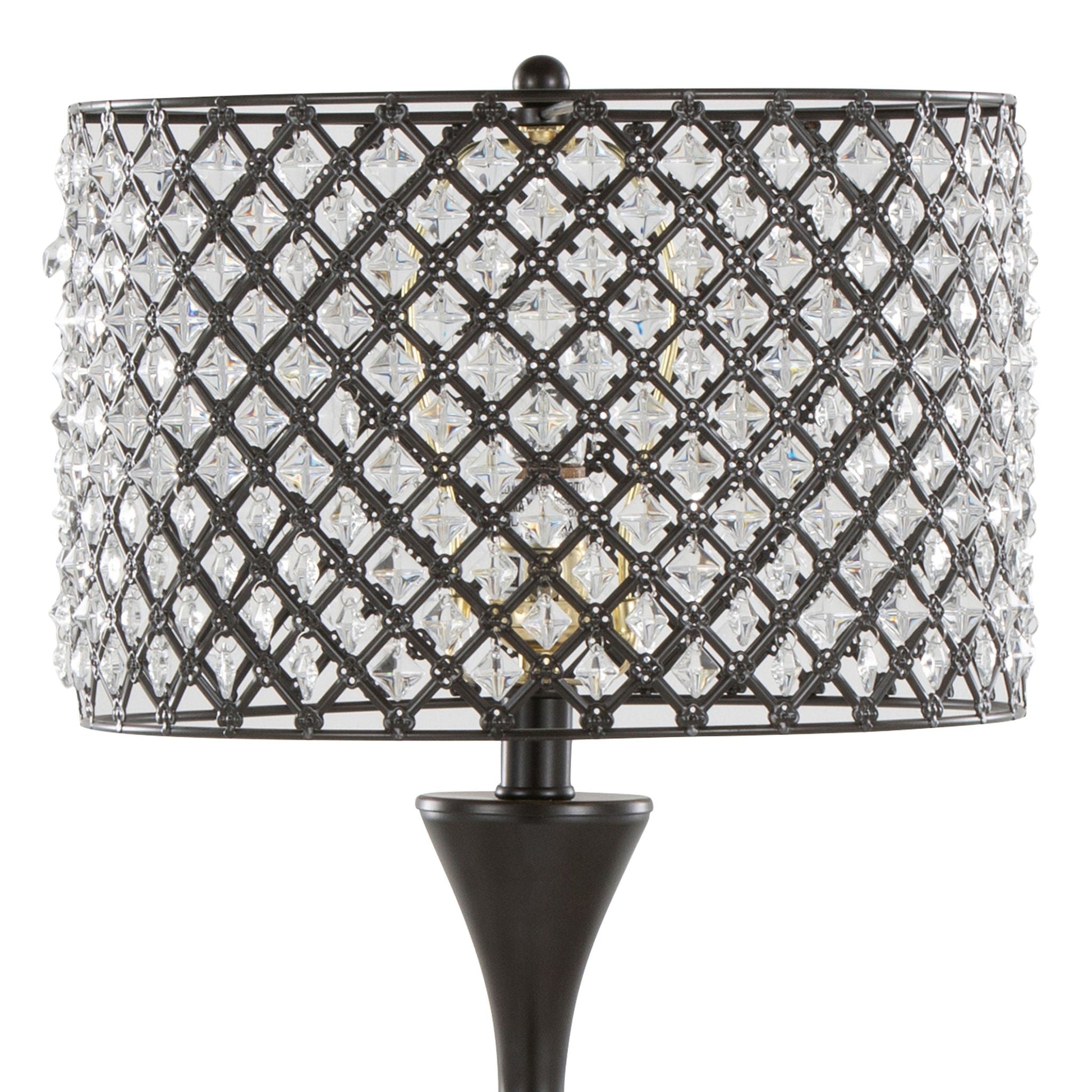 Topaz Contemporary Table Lamp by HouseOfZazla with black metal lattice and crystal prisms on Tampa Home & Garden Store