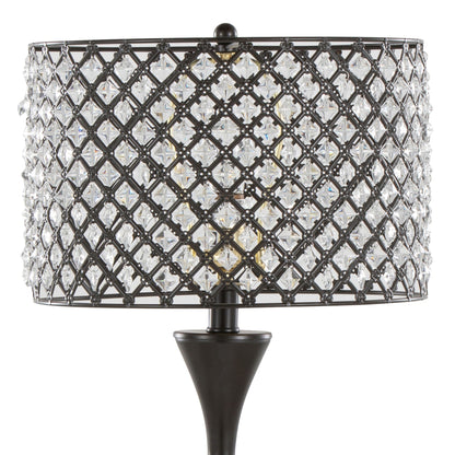 Topaz Contemporary Table Lamp by HouseOfZazla with black metal lattice and crystal prisms on Tampa Home & Garden Store